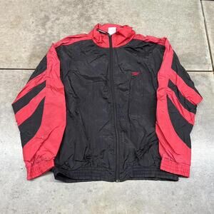 vintage speedo black and red small logo windbreaker jacket size large